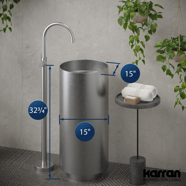 Stainless Steel Pedestal Vanity Sink 15"