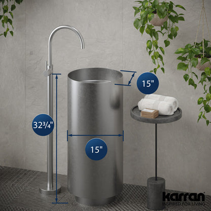 Stainless Steel Pedestal Vanity Sink 15"