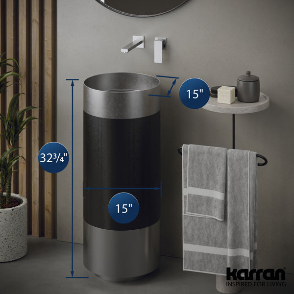 Stainless Steel Pedestal Vanity Sink 15"