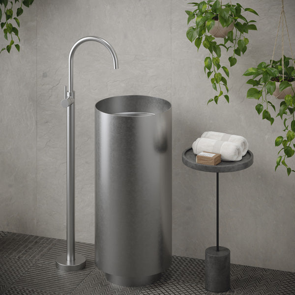 Stainless Steel Pedestal Vanity Sink 15"