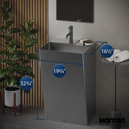 Stainless Steel Pedestal Vanity Sink 19-5/8"