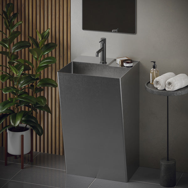 Stainless Steel Pedestal Vanity Sink 19-5/8"