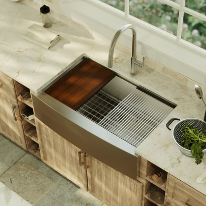 Stainless Steel Single Bowl Farmhouse Workstation Sink 33"