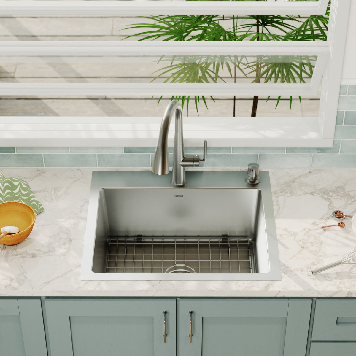Stainless Steel Single Bowl Top Mount Sink 25"