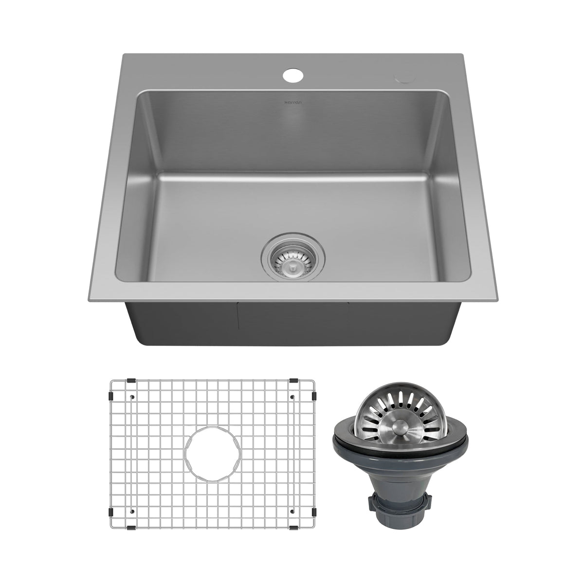Stainless Steel Single Bowl Top Mount Sink 25"