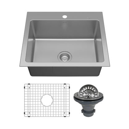 Stainless Steel Single Bowl Top Mount Sink 25"