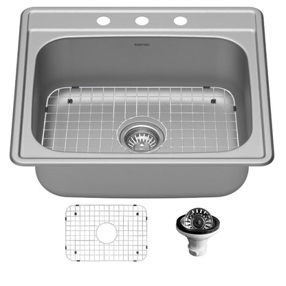 Stainless Steel Single Bowl Top Mount Sink 25"