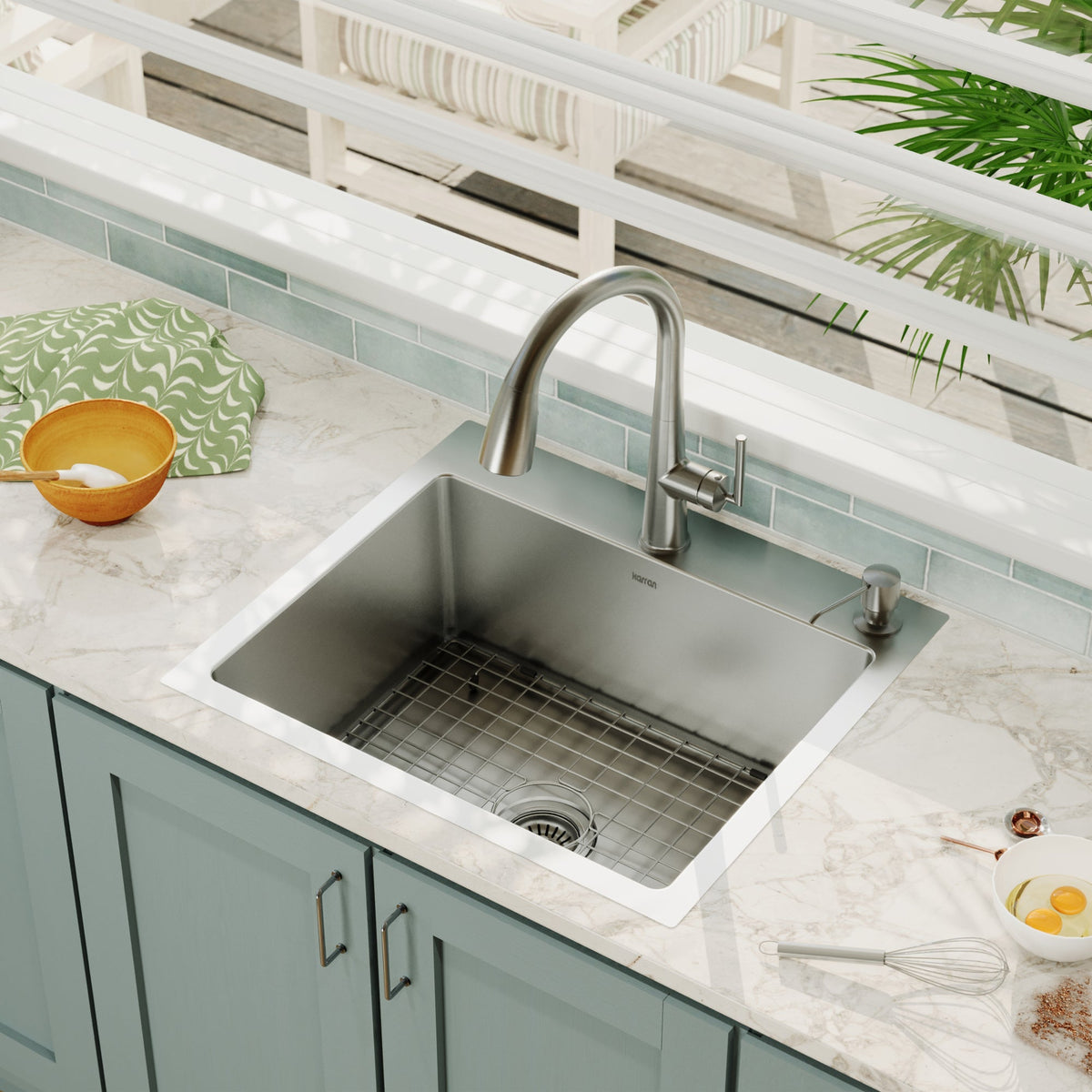 Stainless Steel Single Bowl Top Mount Sink 25"