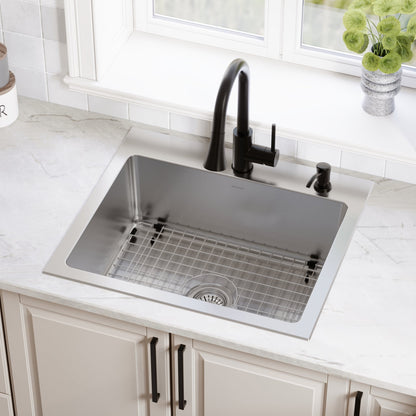 Stainless Steel Single Bowl Top Mount Sink 25"