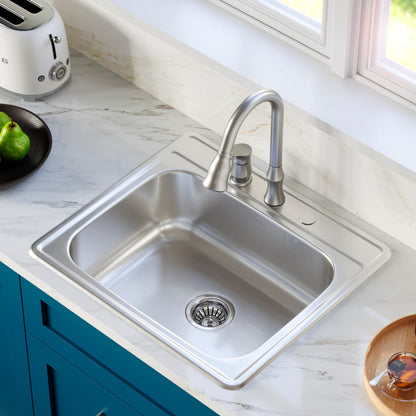Stainless Steel Single Bowl Top Mount Sink 25"