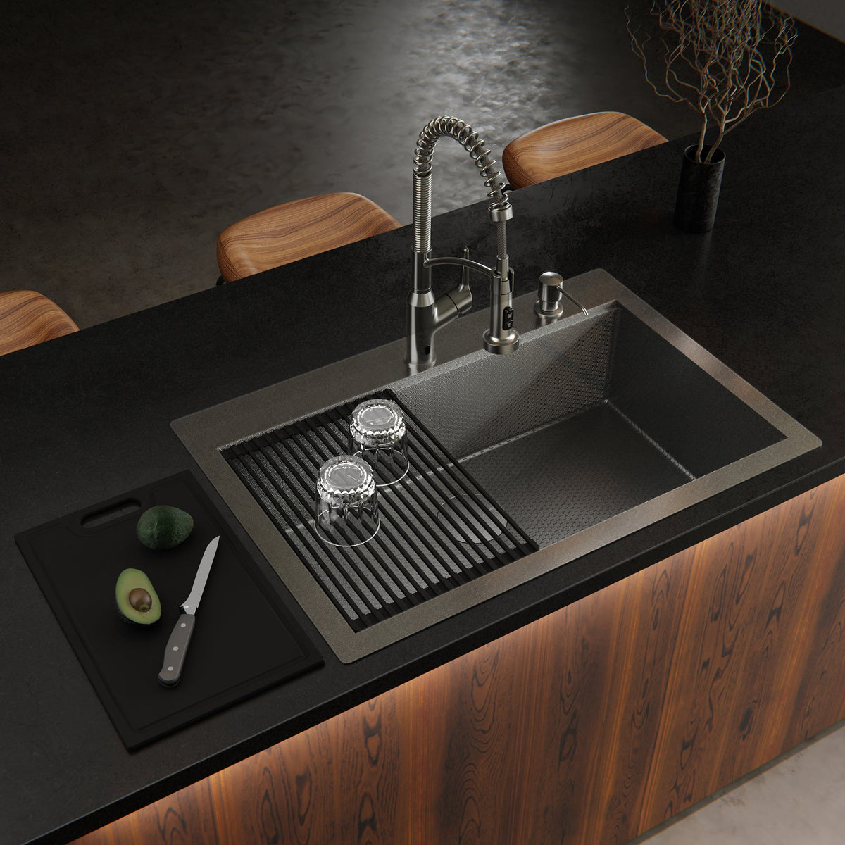 Stainless Steel Single Bowl Top Mount Workstation Sink 33"