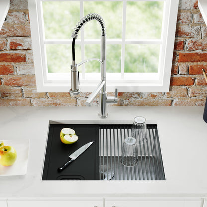 Stainless Steel Single Bowl Undermount Workstation Sink 24"