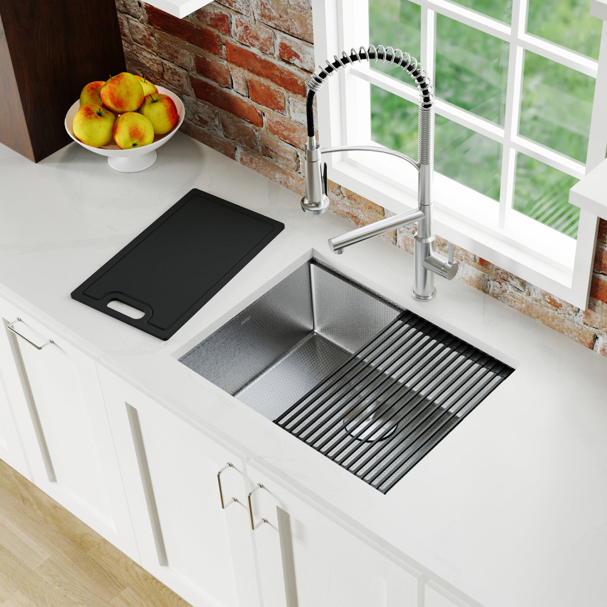 Stainless Steel Single Bowl Undermount Workstation Sink 24"