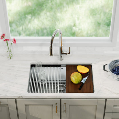 Stainless Steel Single Bowl Undermount Workstation Sink 27"