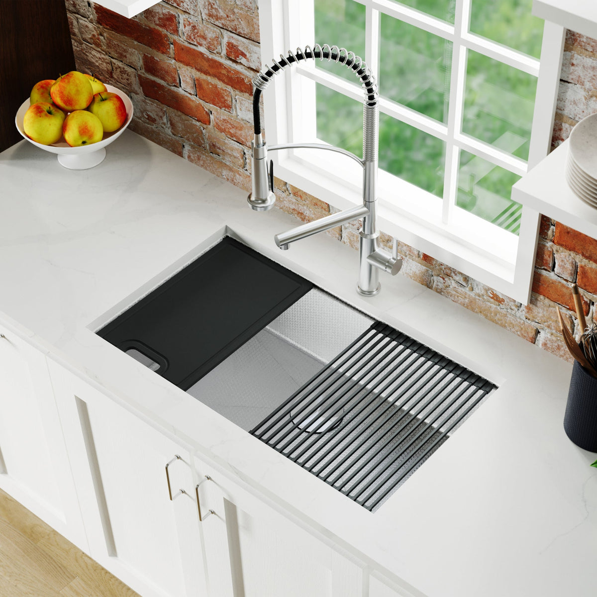 Stainless Steel Single Bowl Undermount Workstation Sink 32"