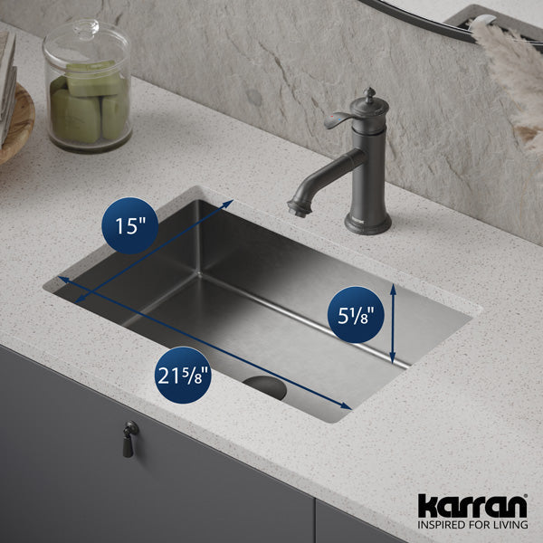 Stainless Steel Undermount Vanity Sink 21-5/8"