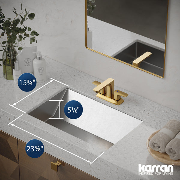 Stainless Steel Undermount Vanity Sink 23-5/8"