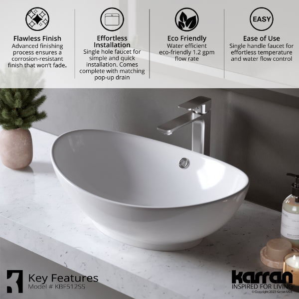 Stainless Steel Venda Single Hole Faucet 11-3/8"