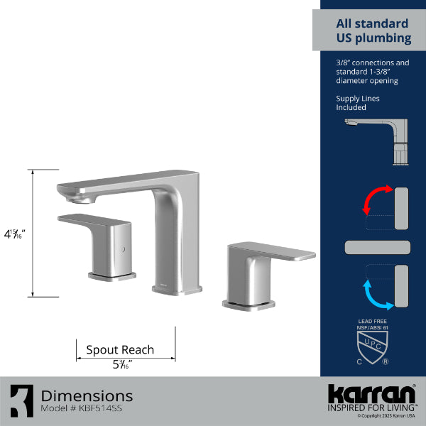 Stainless Steel Venda Three Hole Faucet 4-7/8"