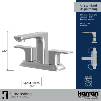 Stainless Steel Venda Two Hole Faucet 4-7/8"