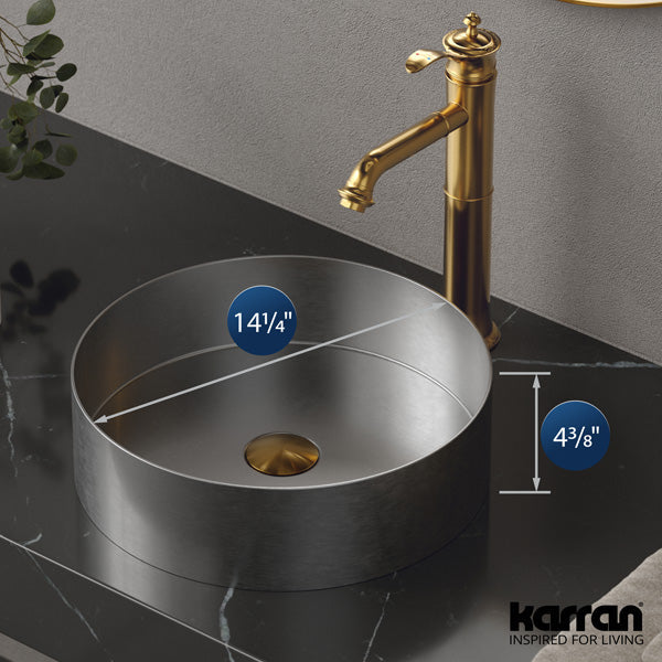 Stainless Steel Vessel Vanity Sink 14-1/8"