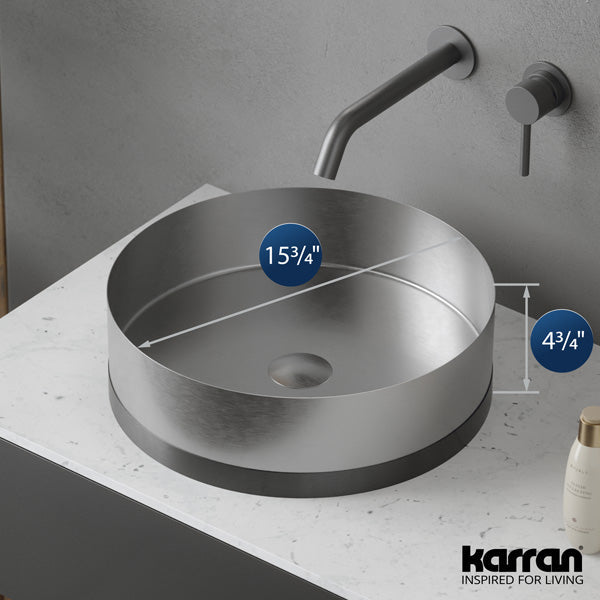 Stainless Steel Vessel Vanity Sink 15-3/4"