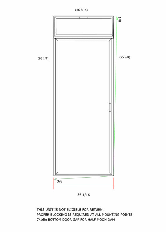 Steam Shower Door 36"x96"
