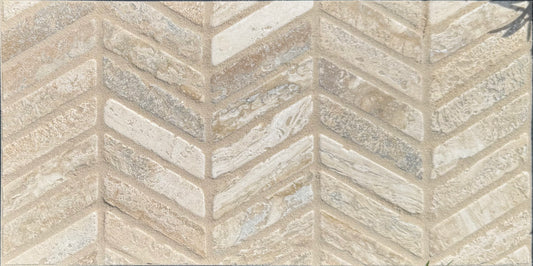 Beige and brown chevron patterned tiles