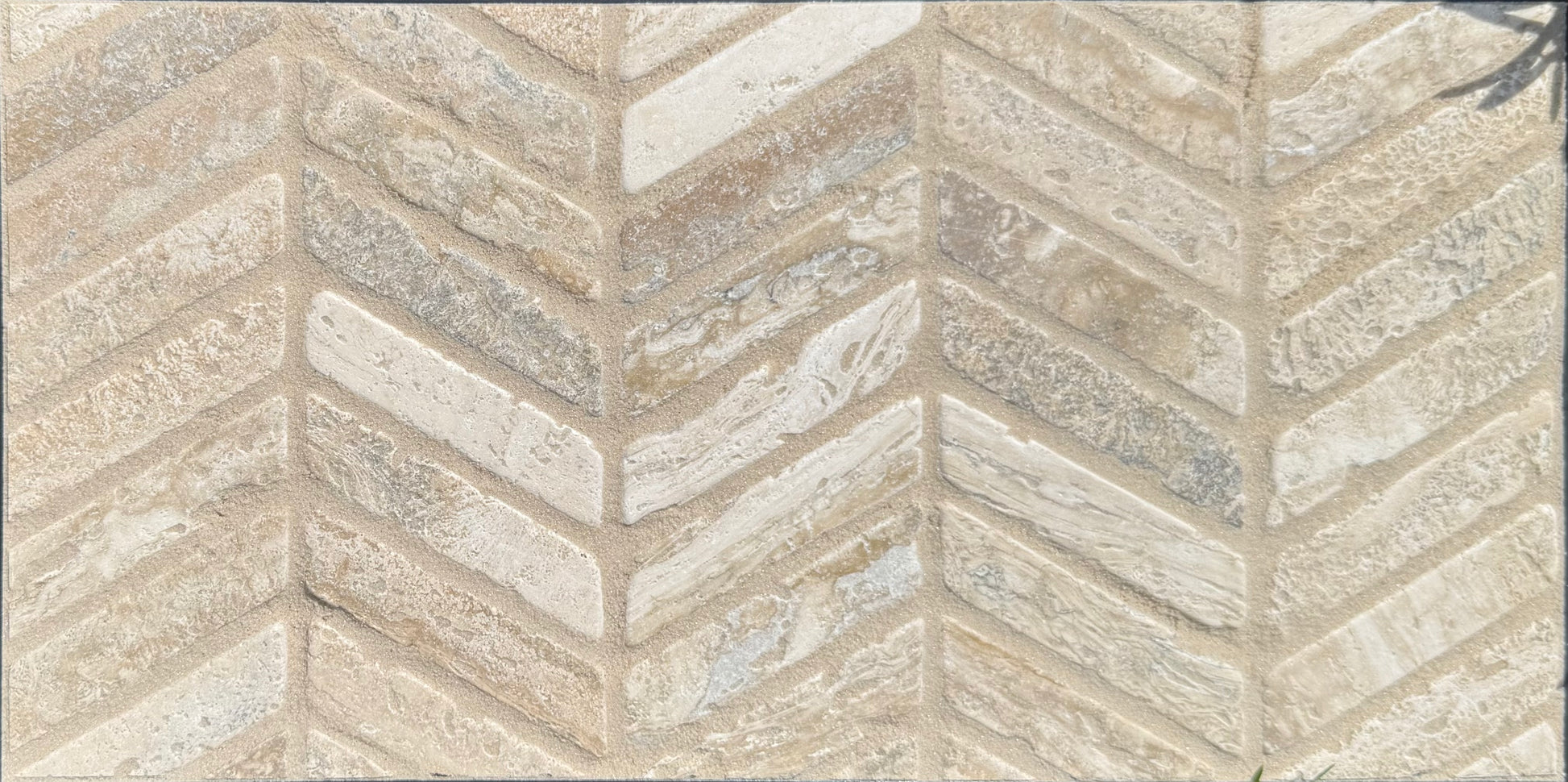 Beige and brown chevron patterned tiles