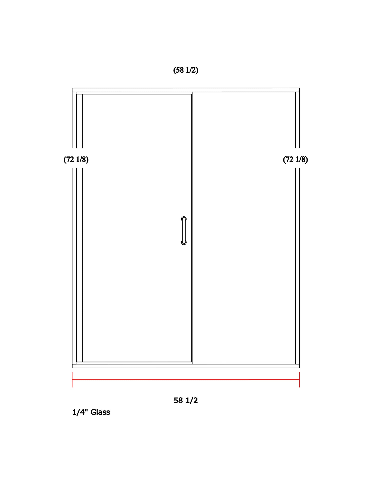 Glass Shower Enclosure 58-1/2"x72"