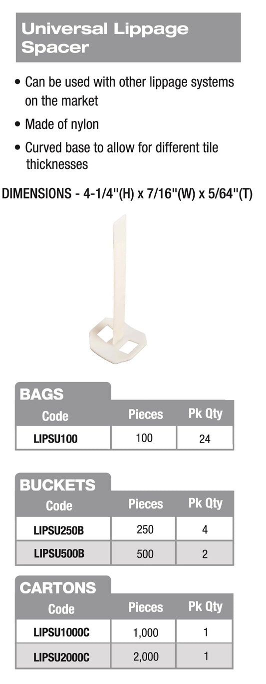 Universal Lippage Spacer, 1,000 pcs carton