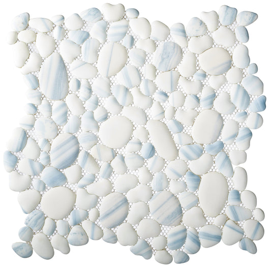 Maya Rain 12x12 Glass Pebble Mosaic