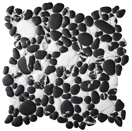 Pepper Folia 12x12 Glass Pebble Mosaic