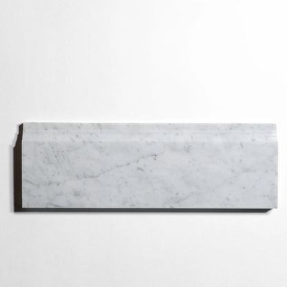 A rectangular white marble tile with natural gray veining, displayed horizontally against a clean white background.