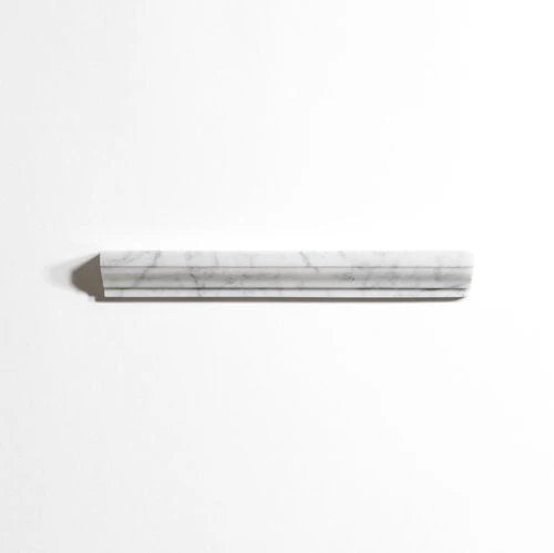 A long, narrow rectangular wall-mounted shelf or hook with a white marble-look surface and subtle gray veining, shown against a plain white background.