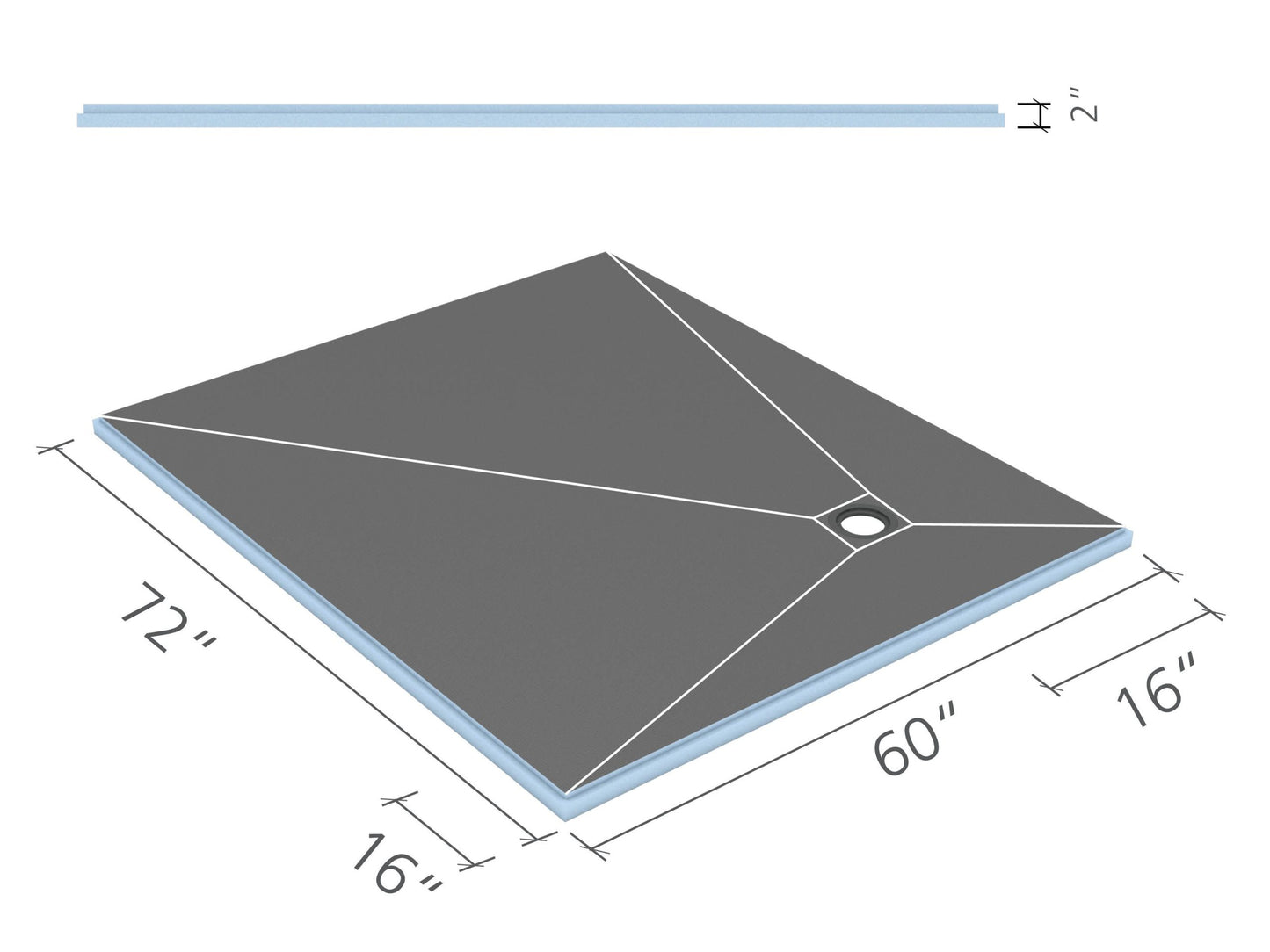 Wedi Pan 5x6 Corner Drain