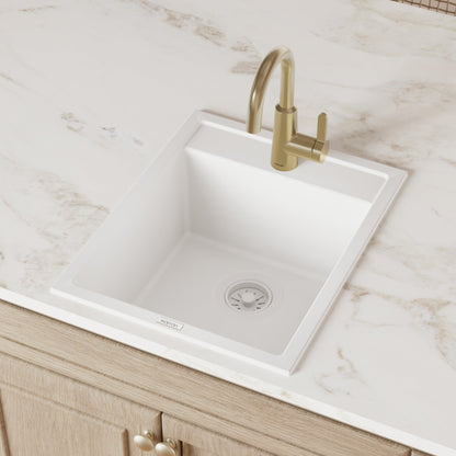 White Bar/Prep Bowl Top Mount Sink 15-3/4"