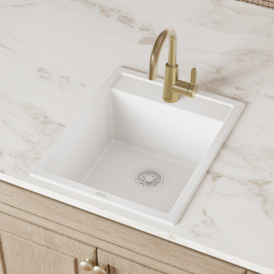 White Bar/Prep Bowl Top Mount Sink 15-3/4"