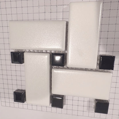 White/Black Mix Basketweave 1x2