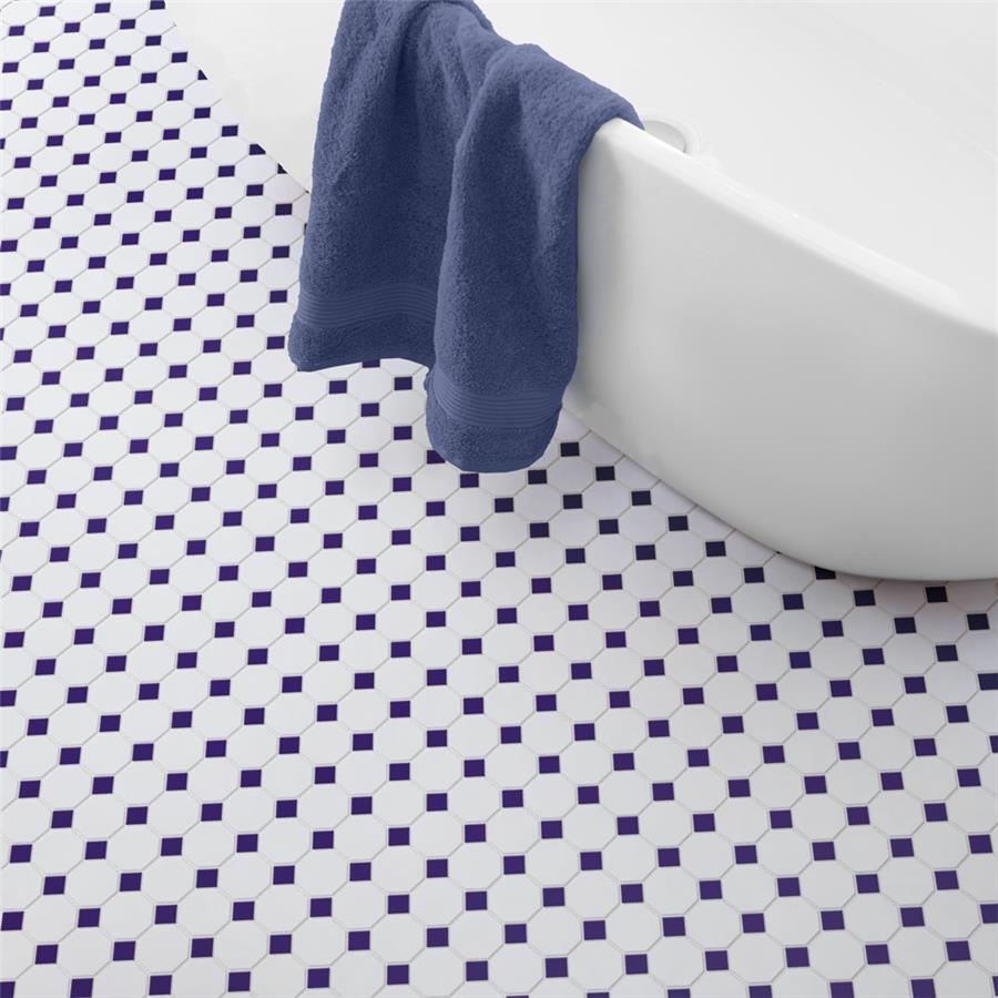 White Cobalt Dot Octagon 12x12 Matte
