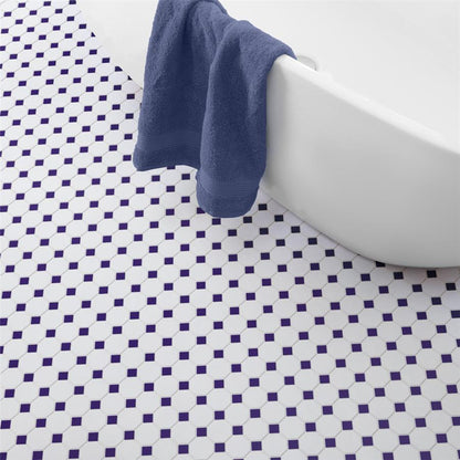 White Cobalt Dot Octagon 12x12 Matte