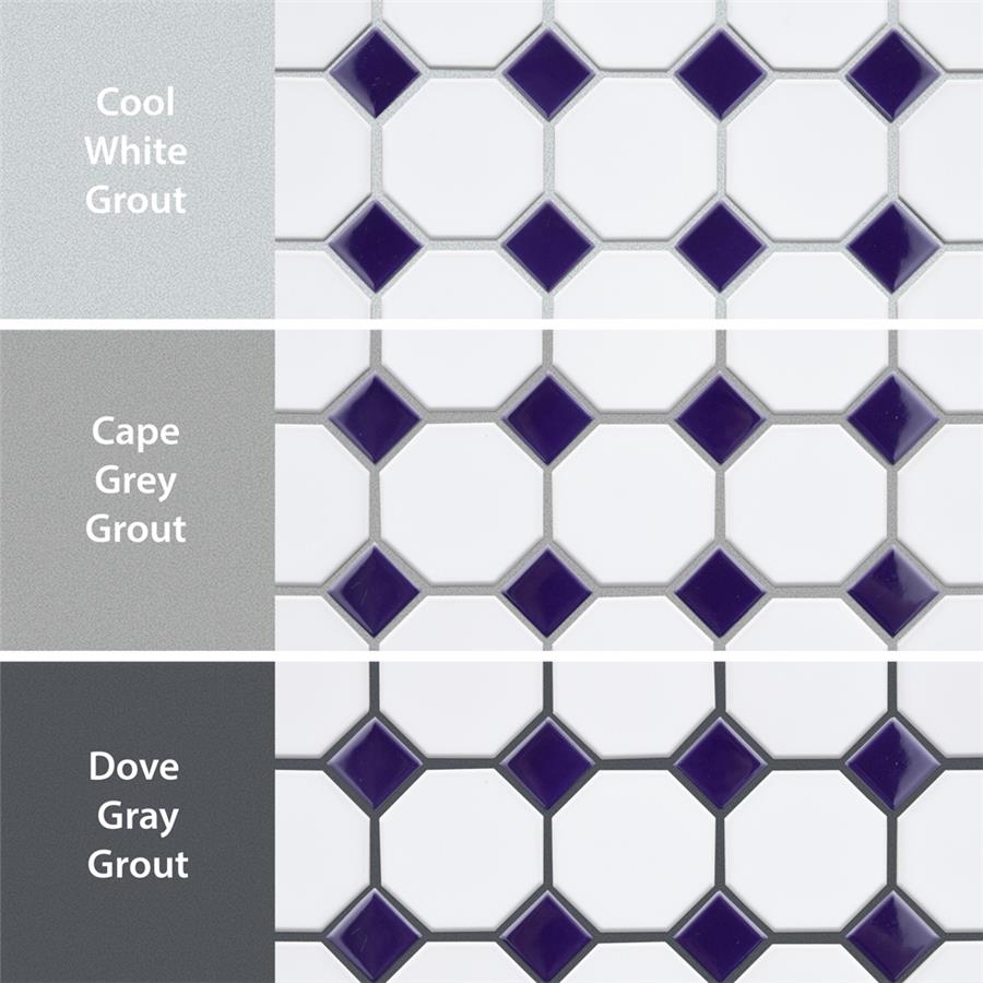 White Cobalt Dot Octagon 12x12 Matte