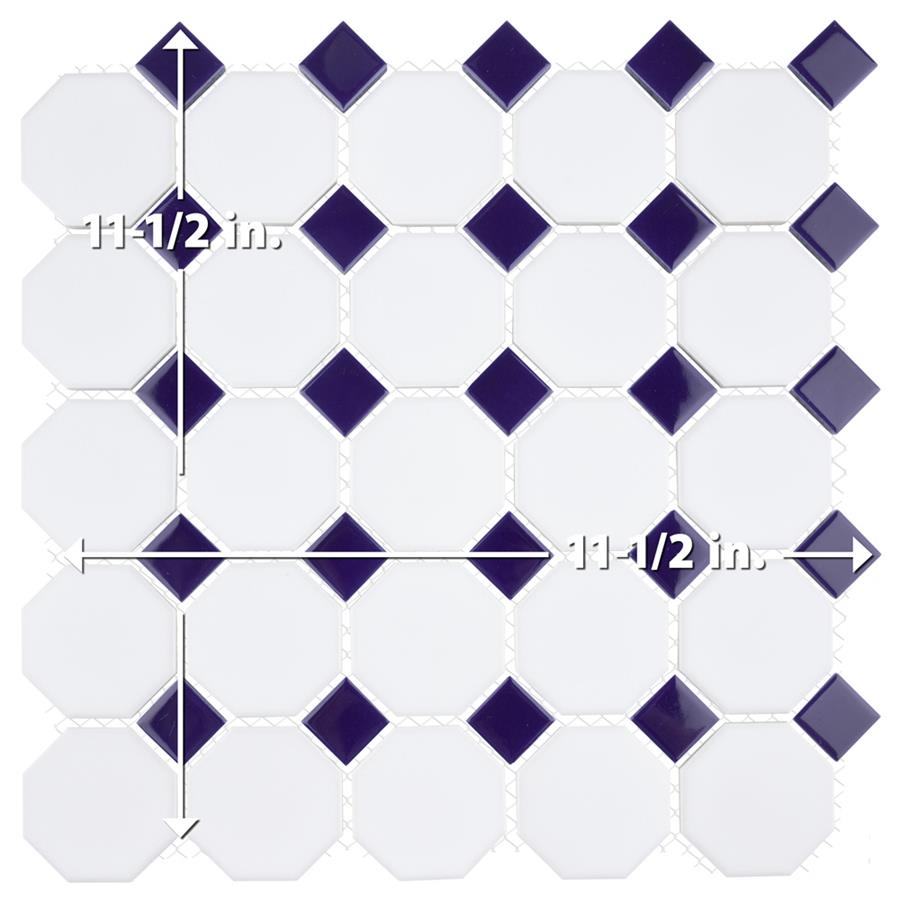 White Cobalt Dot Octagon 12x12 Matte