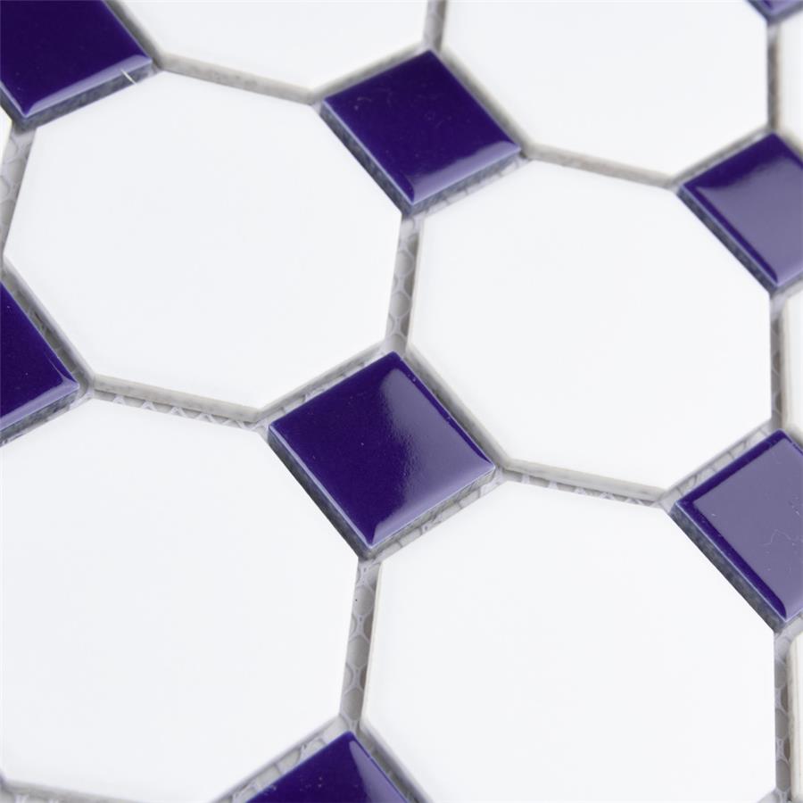 White Cobalt Dot Octagon 12x12 Matte