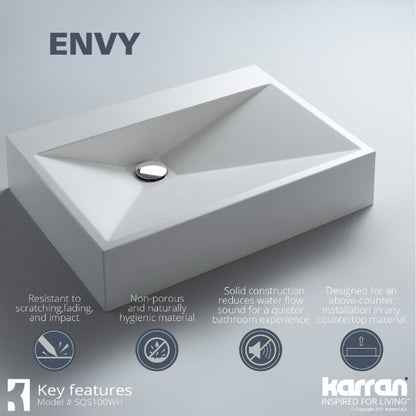 White Envy Quartz Vessel Vanity Sink 24-1/4"