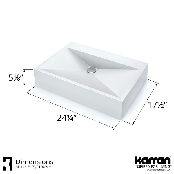 White Envy Quartz Vessel Vanity Sink 24-1/4"