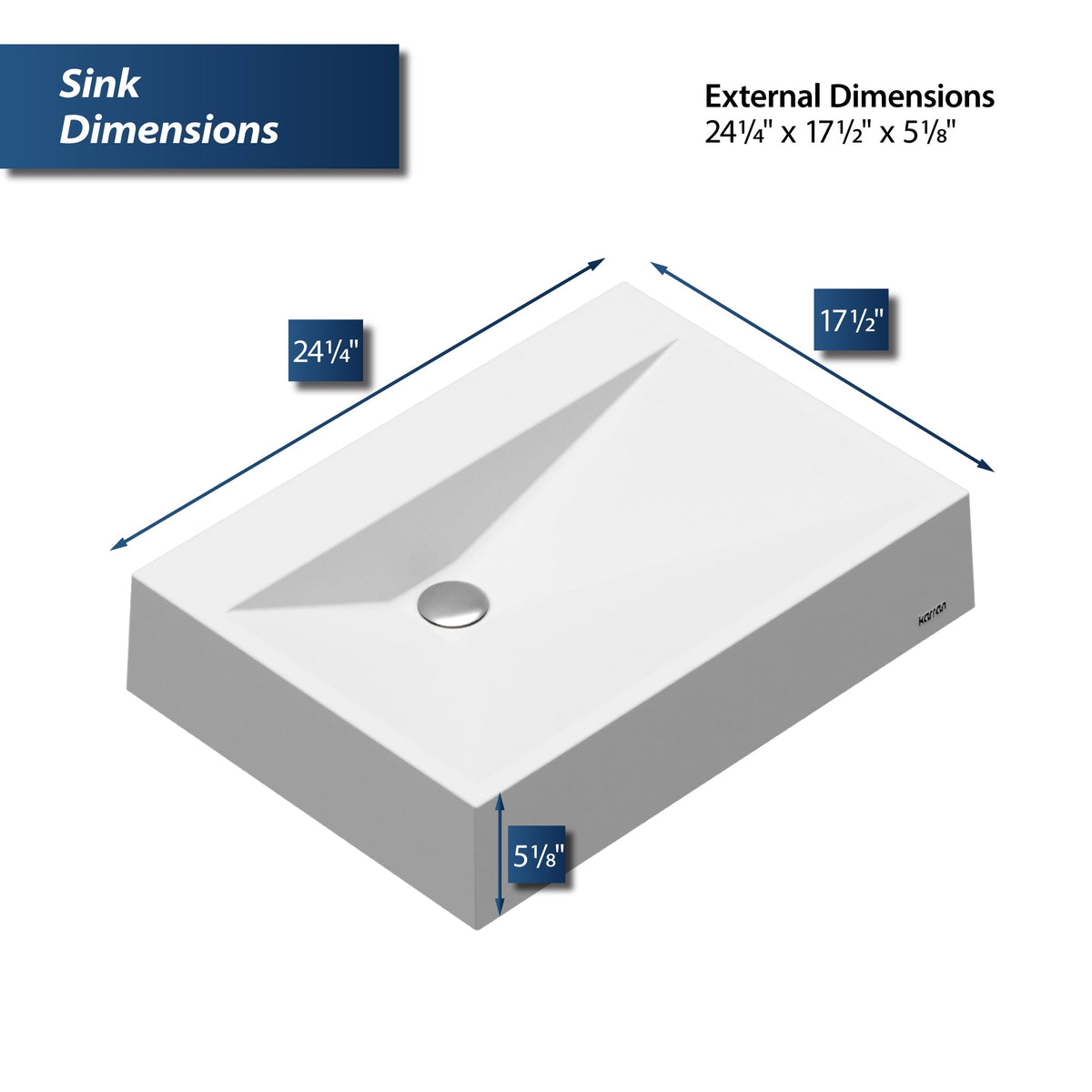 White Envy Quartz Vessel Vanity Sink 24-1/4"