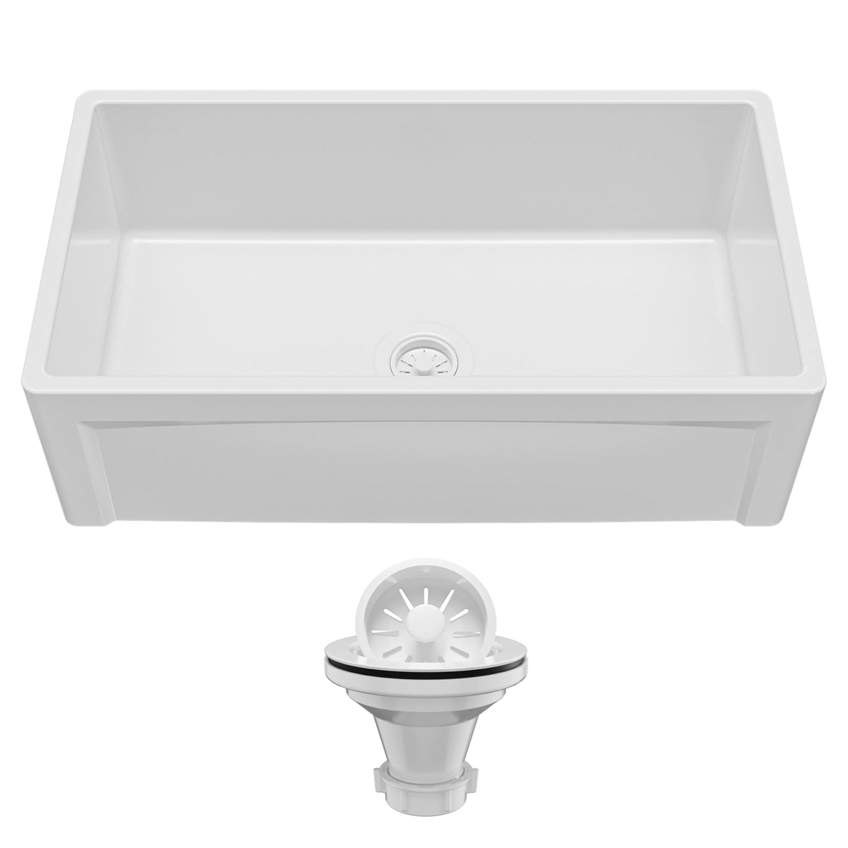 White Large Single Bowl Farmhouse Sink 33"