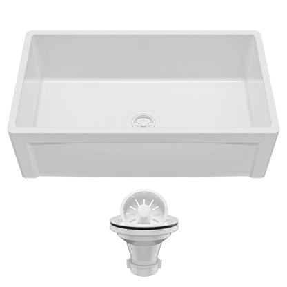White Large Single Bowl Farmhouse Sink 33"