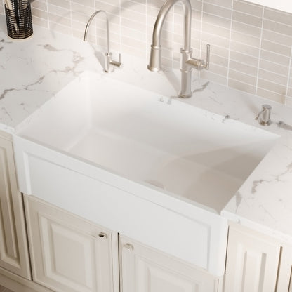 White Large Single Bowl Farmhouse Sink 33"